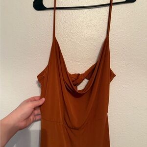 Chic Rust Camisole with Draped Neckline
